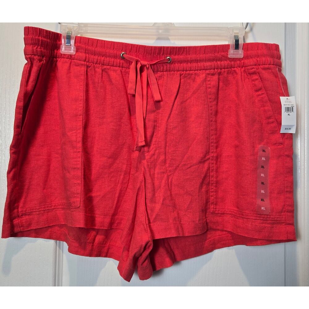NWT Gap pull on utility linen blend shorts sz XL coral